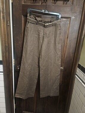 PATRICK ROBINSON FAB WIDE LEG LINEN&COTTON PANTS!RAW WAIST W/BELT&POCKETS.EUC!